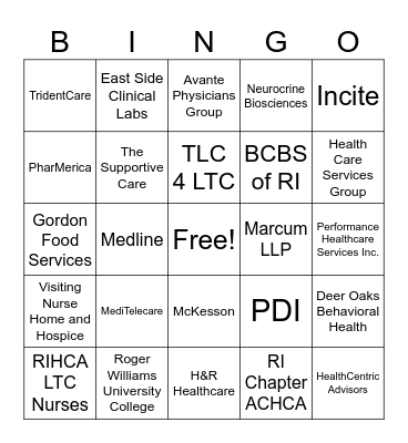 RIHCA Trade Show BINGO Card