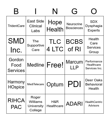 RIHCA Trade Show BINGO Card