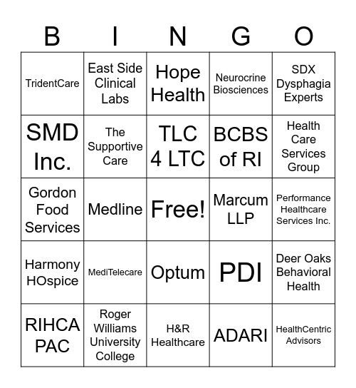 RIHCA Trade Show BINGO Card