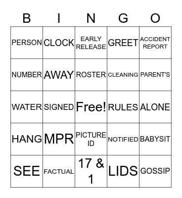 Safety, Policies & Procedures Bingo Card