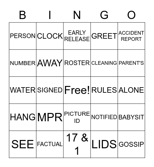 Safety, Policies & Procedures Bingo Card