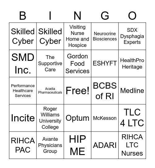 RIHCA Trade Show BINGO Card