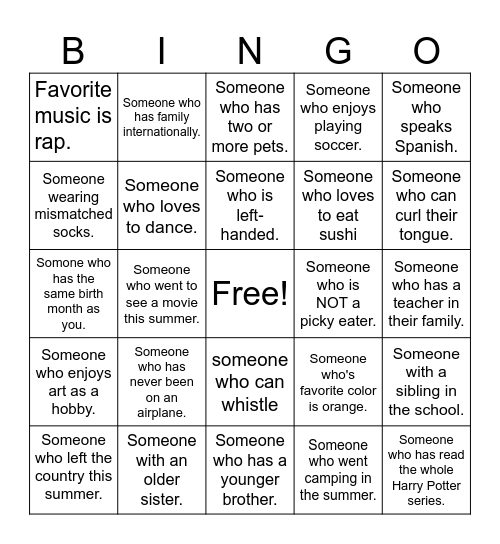 FIND... Bingo Card