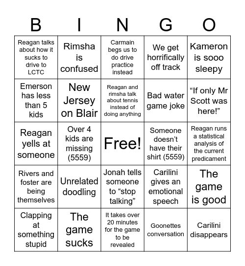 Woder gaym Bingo Card