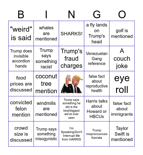 Harris/Trump Debate BINGO! Bingo Card