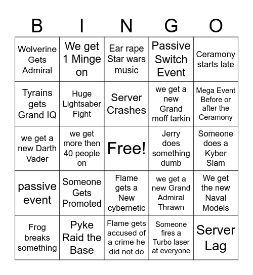 Promo Bingo Card