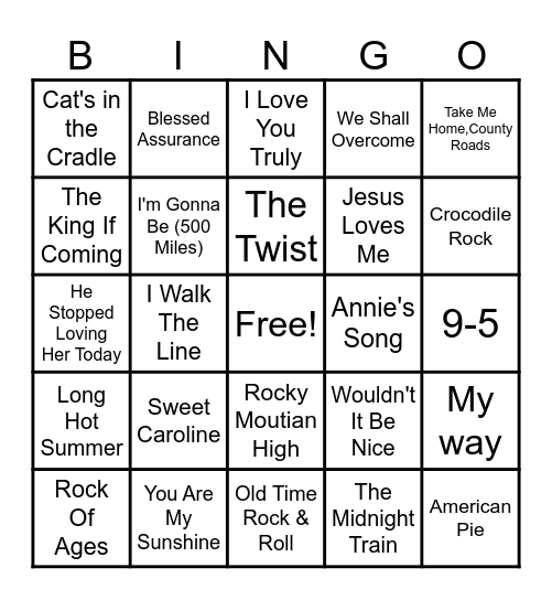 MUSIC BINGO Card