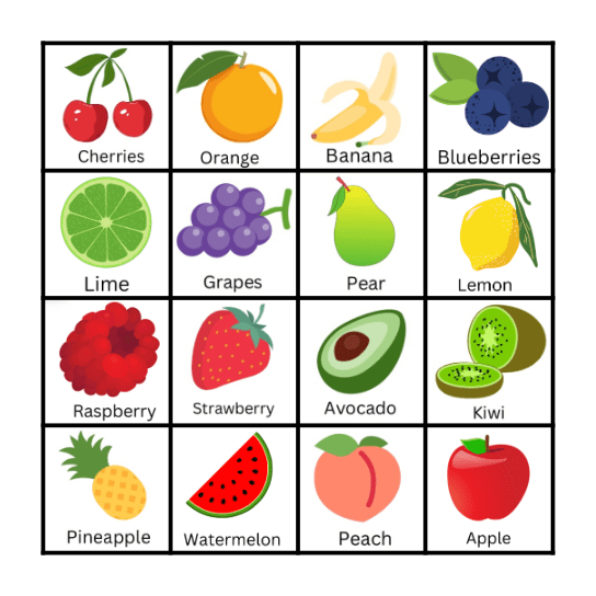 Fruit Bingo Card