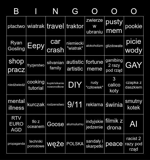 INSTAGRAM BINGOOO Bingo Card