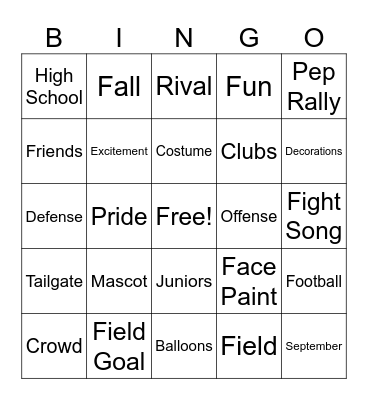 Wildcat Homecoming Bingo Card