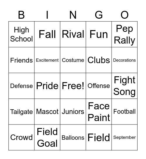 Wildcat Homecoming Bingo Card