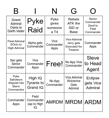 Command Bingo Card