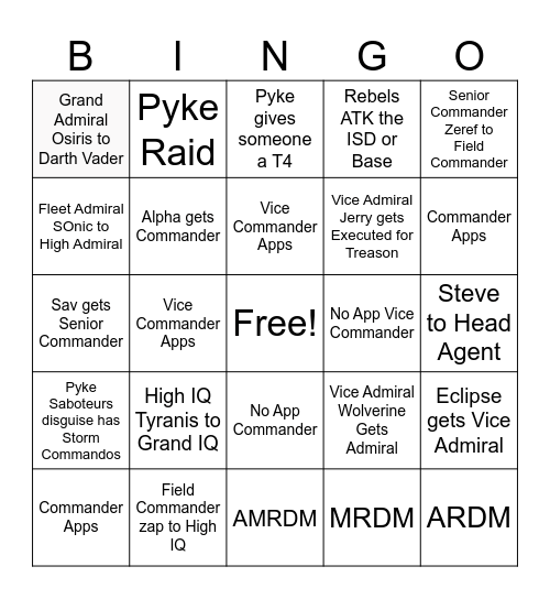 Command Bingo Card