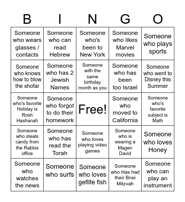 Human JTJ Bingo Card