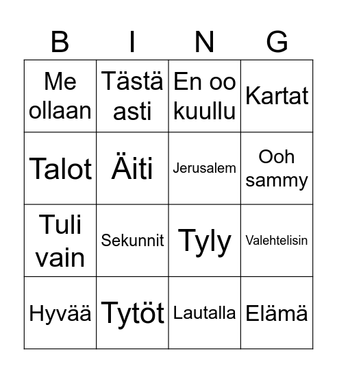 Kolmas Nainen Bingo Card