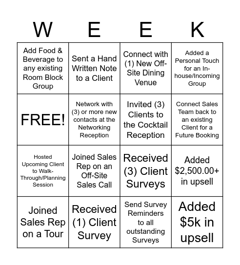 WEEK Bingo Card