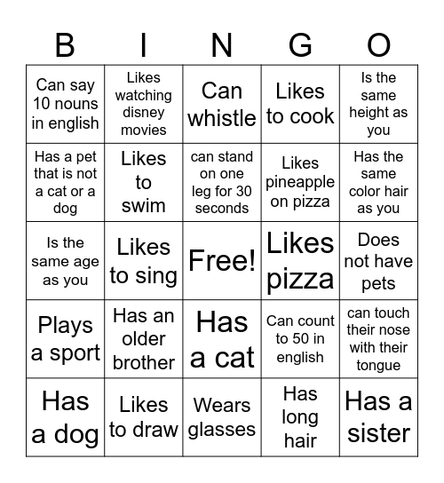 Find Someone Who Bingo Card