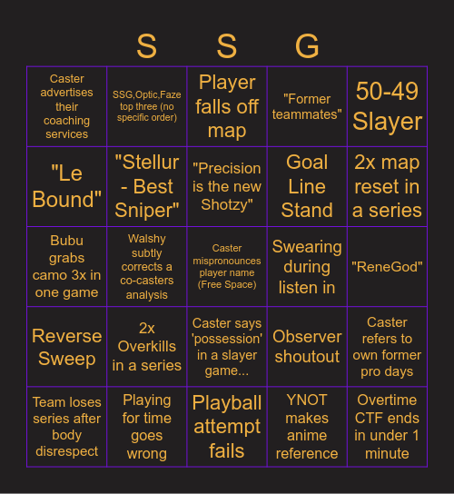 HCS Salt Lake City Bingo Card