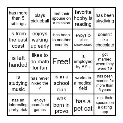 Find someone who... Bingo Card