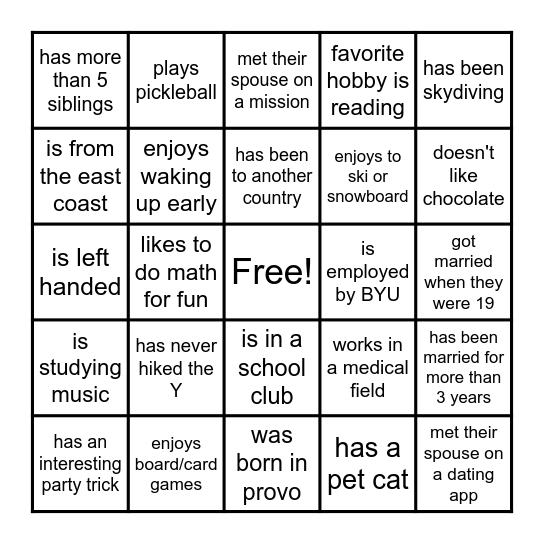 Find someone who... Bingo Card