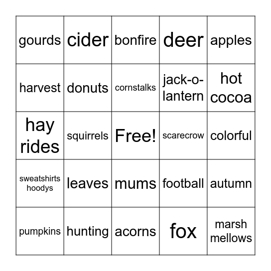 FALL Bingo Card