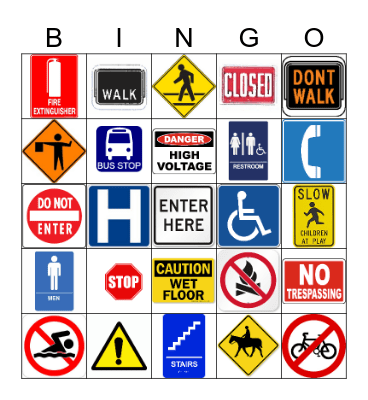 Safety Sign Bingo Card