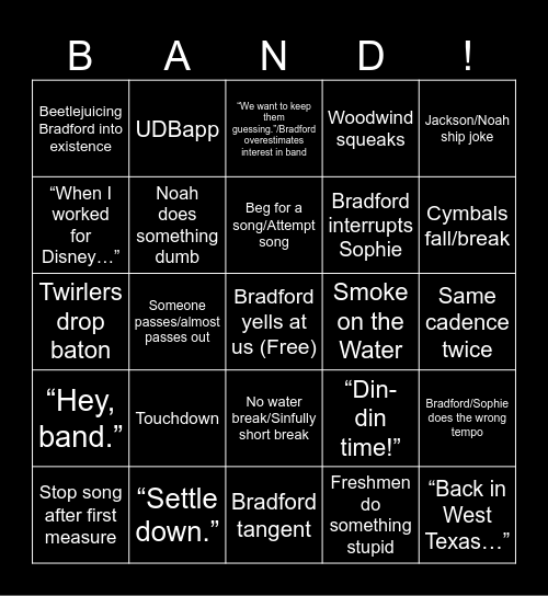 Band Bingo Card