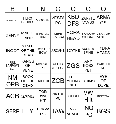 Unity Trio PVM Bingo! Bingo Card