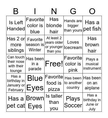 Get To Know You BINGO! Bingo Card