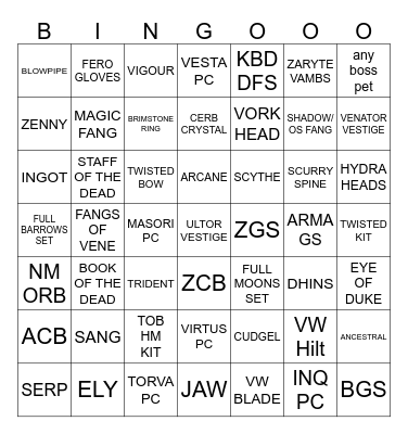 Unity Trio PVM Bingo! Bingo Card
