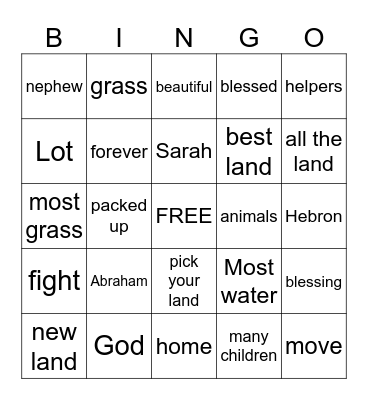 Abram's Call Bingo Card