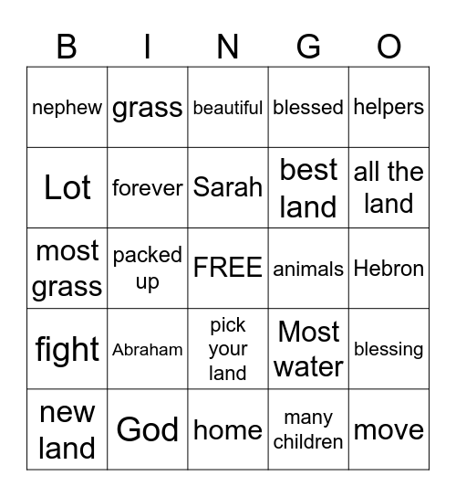 Abram's Call Bingo Card