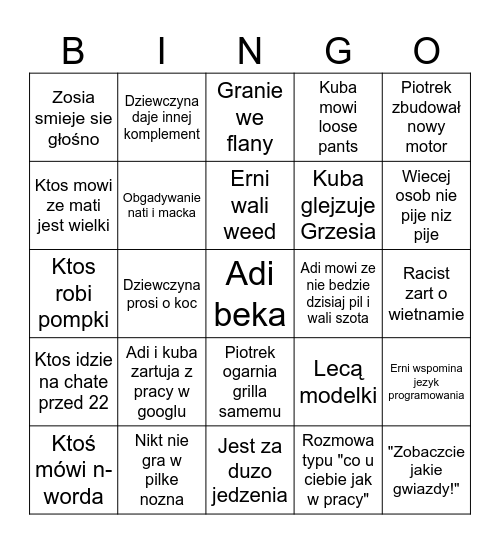 SOLNIKI BINGO Card