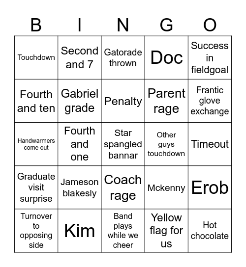 Greeley Bingo Card