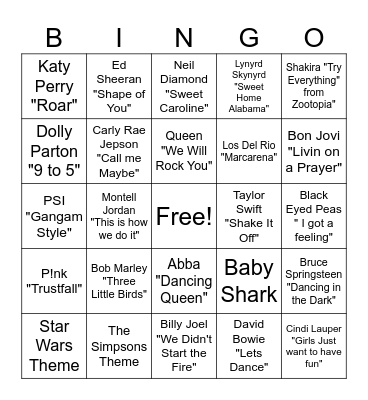Music Bingo Card