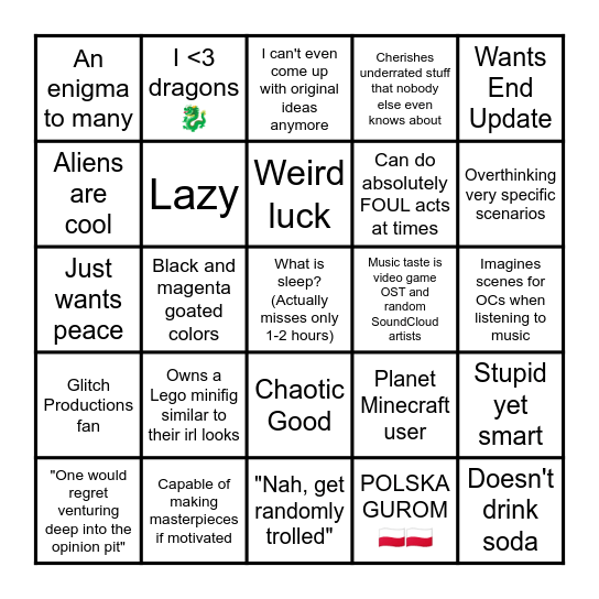 Ender Sparkle Bingo Card