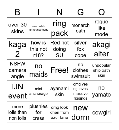 AL JP bingo Card