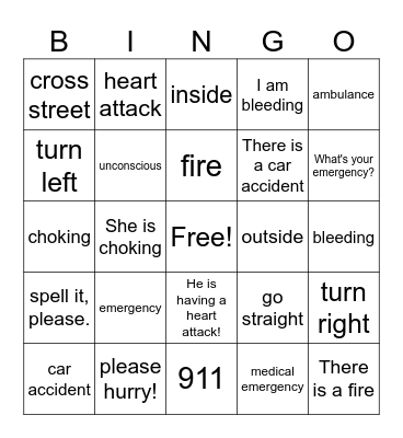 Emergency Bingo Card