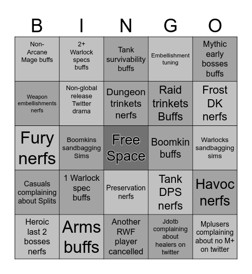 Zhai's Heroic Week Bingo Card