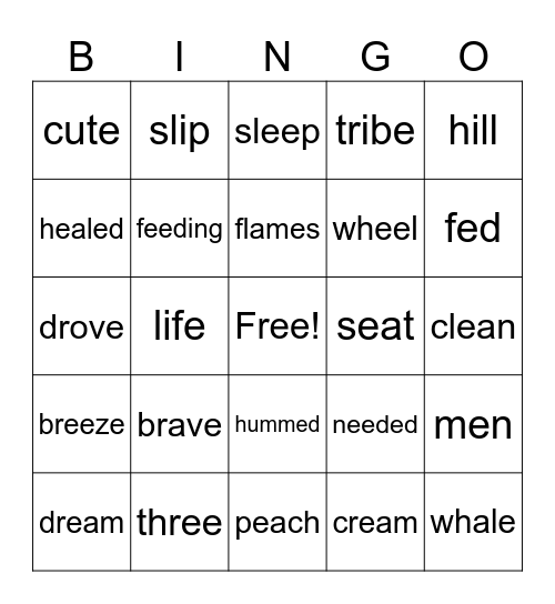SIPPS PLUS LESSON 32 Bingo Card