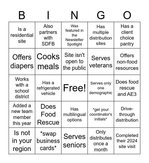 Find an agency that... Bingo Card