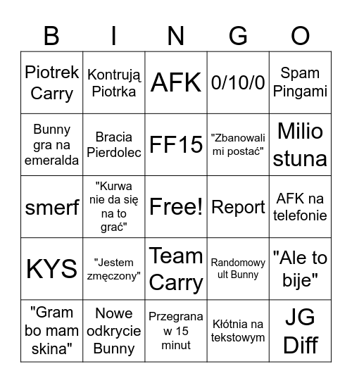 LOL Bingo Card