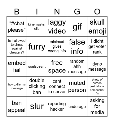 zeqa support bingo Card