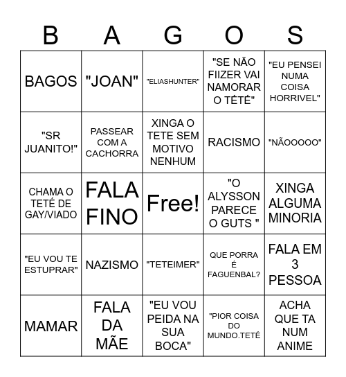 Barros Bingo Card