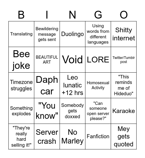 Bee Hive Bingo Card