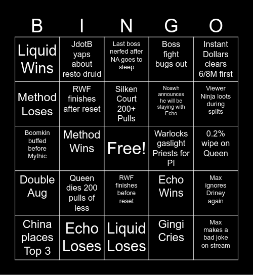 TWW RACE TO WORLD FIRST Bingo Card