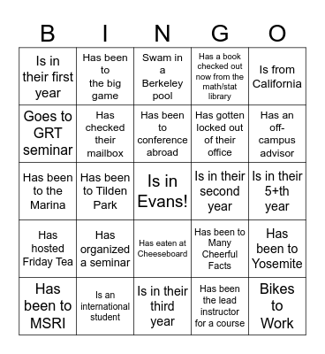 Meet Someone who... Bingo Card