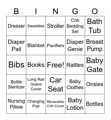 Baby Sullivan Bingo Card