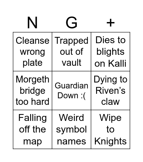 Last Wish NG+ Bingo Card