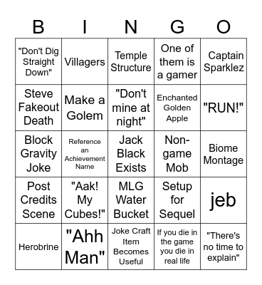 Minecraft Bingo Card